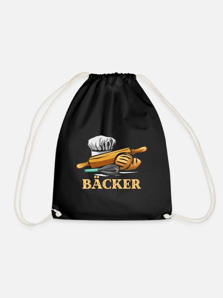 Krustiger Brotbäcker Backstube - Turnbeutel - Schwarz