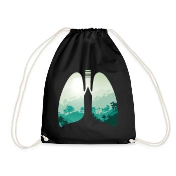 Green nature forest landscape lungs - Drawstring Bag - black - Front