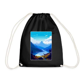 Snowdon Wales Uk Vintage Travel Poster Souvenir - Drawstring Bag - black - Front