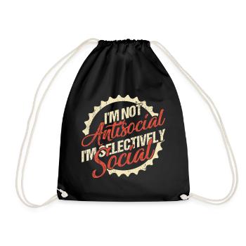 I'm Not Antisocial, I'm Selectively Social - Drawstring Bag - black - Front