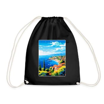 Côte d Azur Frankreich Vintage Reiseplakat Souvenir - Turnbeutel - Schwarz - Vorne