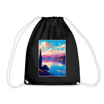 Lago Maggiore Schweiz Vintage Reiseplakat - Turnbeutel - Schwarz - Vorne