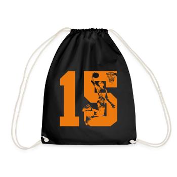 NUMMER 15 BASKETBALL 15. GEBURTSTAG - Turnbeutel - Schwarz - Vorne