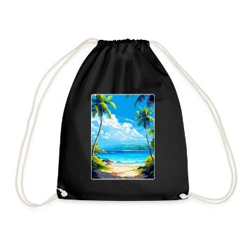 Islands Caribbean Travel Poster Souvenir - Drawstring Bag - black - Front