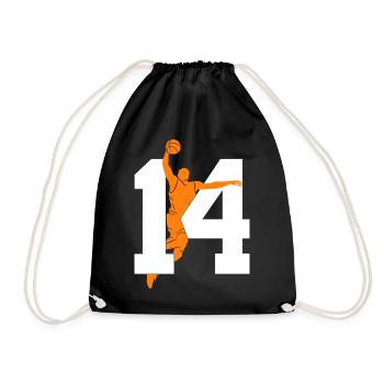 NUMMER 14 BASKETBALL 14. GEBURTSTAG - Turnbeutel - Schwarz - Vorne