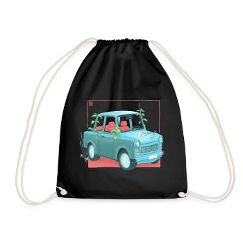 Trabi mit Pflanzen - Turnbeutel - Schwarz - Vorne