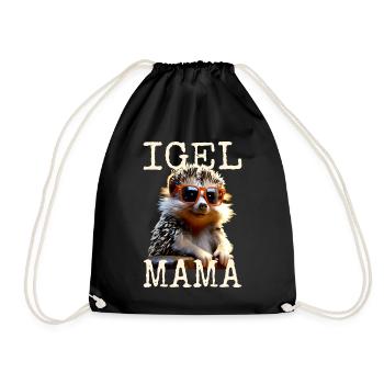 Igel Mama Mom Igelfrau Muttertag Igelmama Igel Mum - Turnbeutel - Schwarz - Vorne