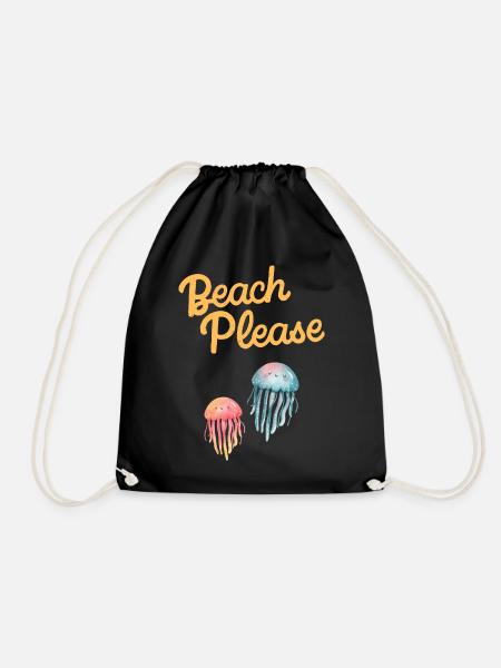 beach please Quallen - Turnbeutel - Schwarz