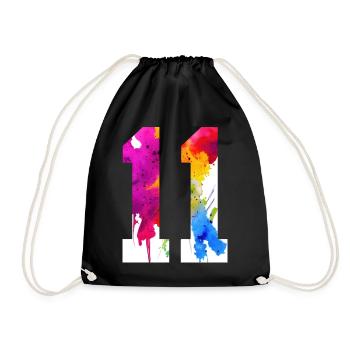 NUMBER 11 YEARS OLD 11TH BIRTHDAY - Drawstring Bag - black - Front
