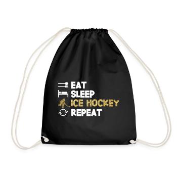 Eat Sleep Ice Hockey Repeat - Turnbeutel - Schwarz - Vorne