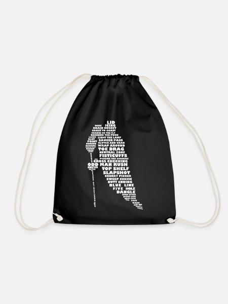 Hockey Terminology Word Art - Drawstring Bag - black