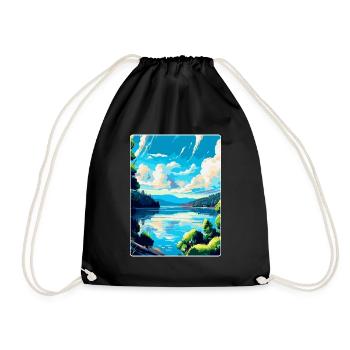 Danube River Europe Vintage Travel Poster Souvenir - Drawstring Bag - black - Front