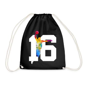NUMBER 16 BASKETBALL 16TH BIRTHDAY - Drawstring Bag - black - Front