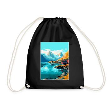 Lofoten Norwegen Vintage Reiseposter WPA - Turnbeutel - Schwarz - Vorne