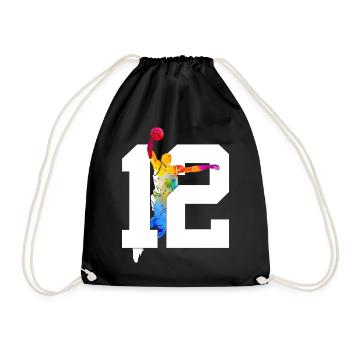 NUMMER 12 BASKETBALL 12. GEBURTSTAG - Turnbeutel - Schwarz - Vorne