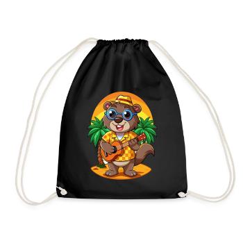 Lustige Biber Cartoon Sommer Strand Sonnenbrille - Turnbeutel - Schwarz - Vorne