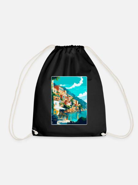 Capri Italien Vintage Reiseplakat WPA Kunst Souvenir - Turnbeutel - Schwarz