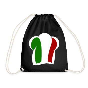 Italienische Kochmütze Küche Italia - Turnbeutel - Schwarz - Vorne