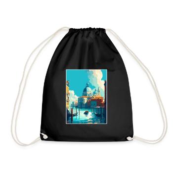 Venedig Italien Dekoration Markusplatz Souvenir - Turnbeutel - Schwarz - Vorne