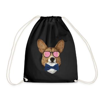 Corgi Hipster - Turnbeutel - Schwarz - Vorne