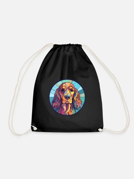 Englischer Cocker Spaniel Hund Buntglas Bunt - Turnbeutel - Schwarz