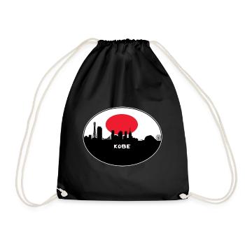 Kobe-Japan-Flaggen-Skyline-Schattenbild-Reise - Turnbeutel - Schwarz - Vorne