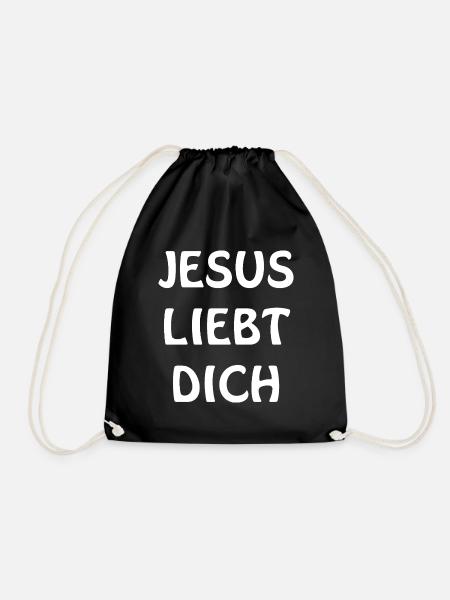 Jesus liebt dich – Bibelbotschaft - Turnbeutel - Schwarz