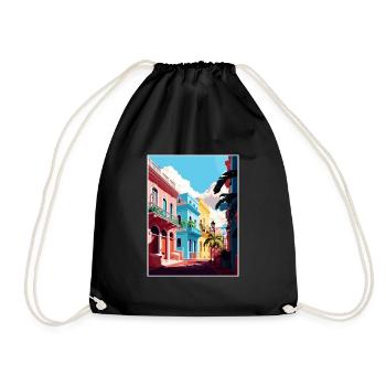 San Juan Karibik Vintage Reiseposter Souvenir - Turnbeutel - Schwarz - Vorne