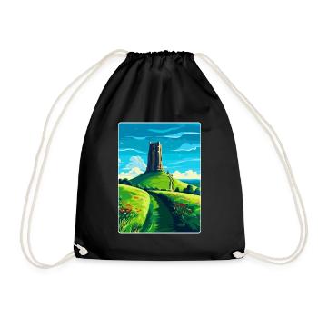 Glastonbury Tor Angleterre Royaume-Uni Affiche de voyage souvenir - Sac de sport léger - noir - Devant