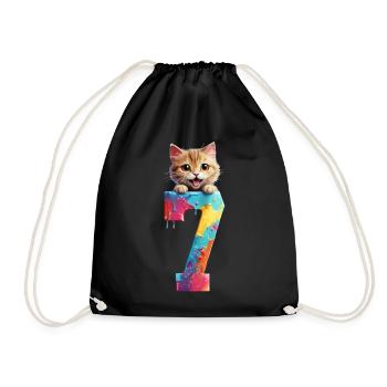 7 JAHRE KATZE 7. GEBURTSTAG - Turnbeutel - Schwarz - Vorne
