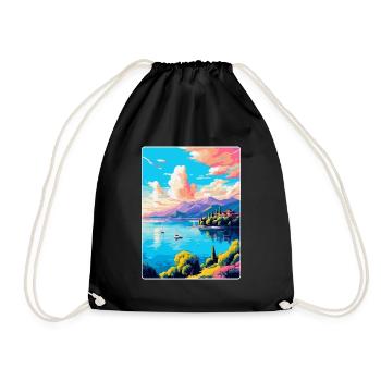 Lago Maggiore Schweiz Vintage Reiseplakat - Turnbeutel - Schwarz - Vorne