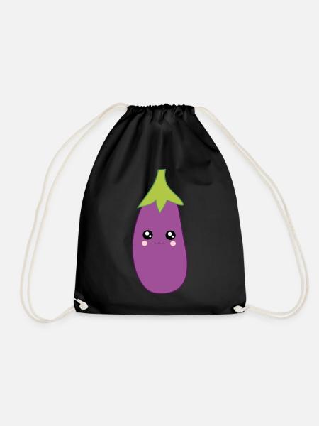 Kawaii Aubergine Süßes Weihnachtsgeschenk - Turnbeutel - Schwarz