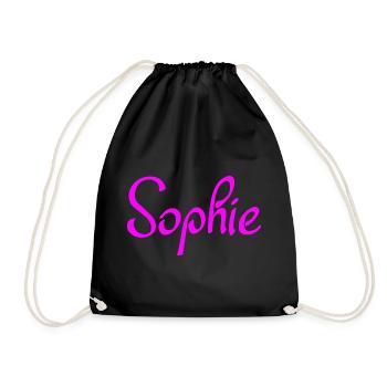 Sophie Neon Rosa Script - Turnbeutel - Schwarz - Vorne