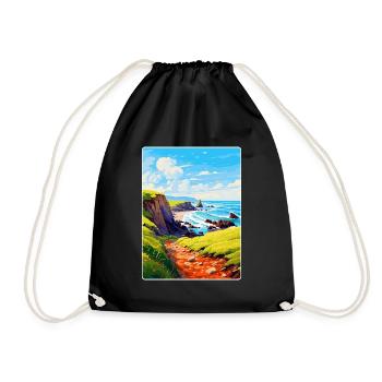 Hartland Quay Devon Vintage Travel Poster Souvenir - Drawstring Bag - black - Front