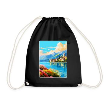 Lac de Côme Italie Affiche de voyage vintage Souvenir WPA - Sac de sport léger - noir - Devant