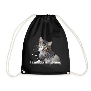 Katze Mietze Kater Kätzchen - Turnbeutel - Schwarz - Vorne