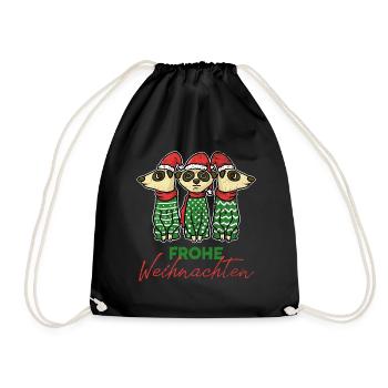 Wackere Erdmännchen Weihnachtsmann - Turnbeutel - Schwarz - Vorne