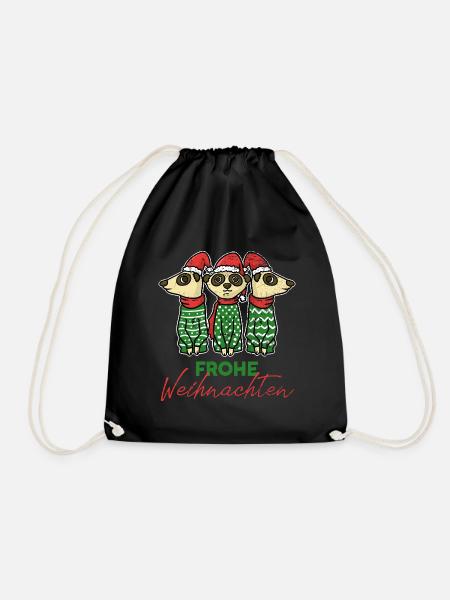 Wackere Erdmännchen Weihnachtsmann - Turnbeutel - Schwarz