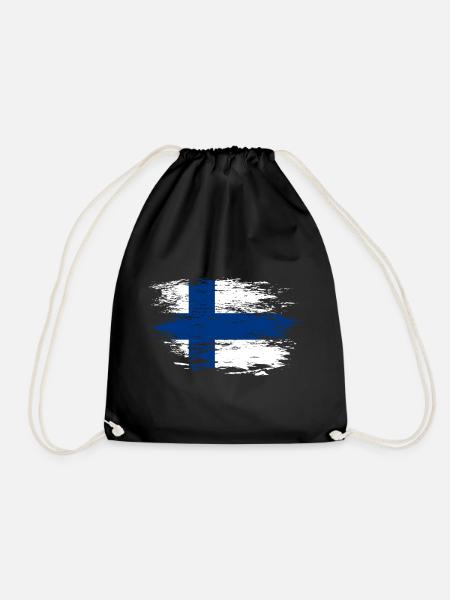 Finnland Flagge used - Turnbeutel - Schwarz