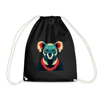 Koala Cartoon Figur Buntes Haustier Tier - Turnbeutel - Schwarz - Vorne