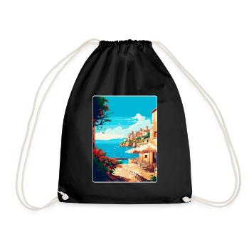 Rhodes Grèce Vintage Voyage Poster WPA Souvenir - Sac de sport léger - noir - Devant