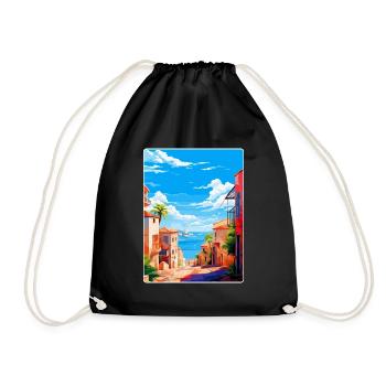 Palma Nova Spain Vintage Travel Poster Souvenir - Drawstring Bag - black - Front
