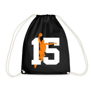 NUMMER 15 BASKETBALL 15. GEBURTSTAG - Turnbeutel - Schwarz - Vorne