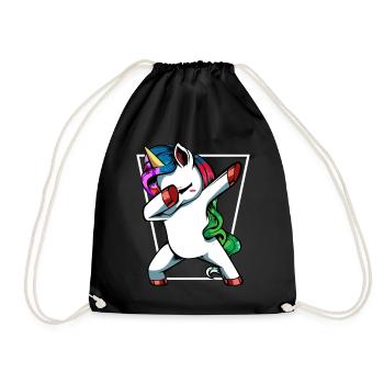 Unicorn Dab with Rainbow - Drawstring Bag - black - Front