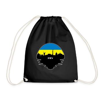 Kiew-Ukraine-Flaggen-Skyline-Schattenbild-Reise - Turnbeutel - Schwarz - Vorne