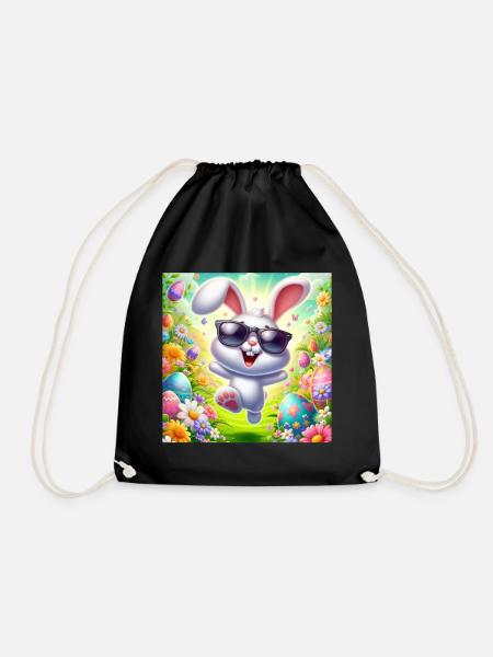 Fröhlicher Osterhase - Turnbeutel - Schwarz