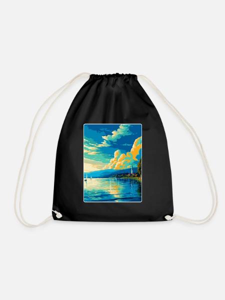 Bodensee Deutschland Österreich Schweiz Poster - Turnbeutel - Schwarz