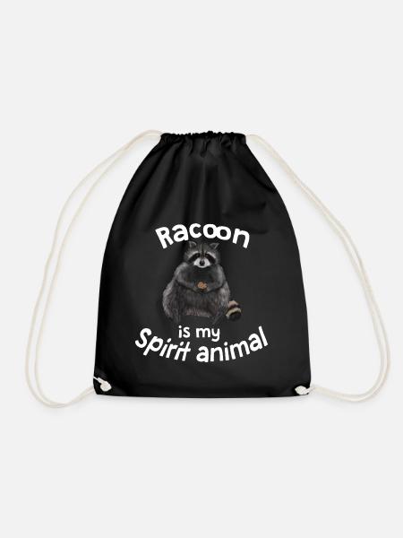 Racoon is my Spirit Animal - Waschbär weiß - Turnbeutel - Schwarz