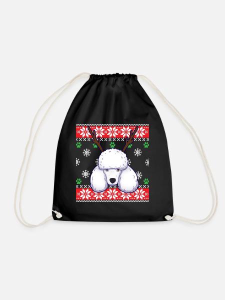 Ugly Christmas Sweater Pudel Hund - Turnbeutel - Schwarz