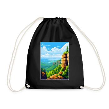 Elbe Sandstone Mountains Germany Travel Poster WPA - Drawstring Bag - black - Front